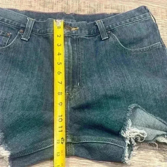 Carhartt Womens Denim Shorts 36 Cut Off High Waist Distressed Jeans Western READ - Picture 12 of 14
